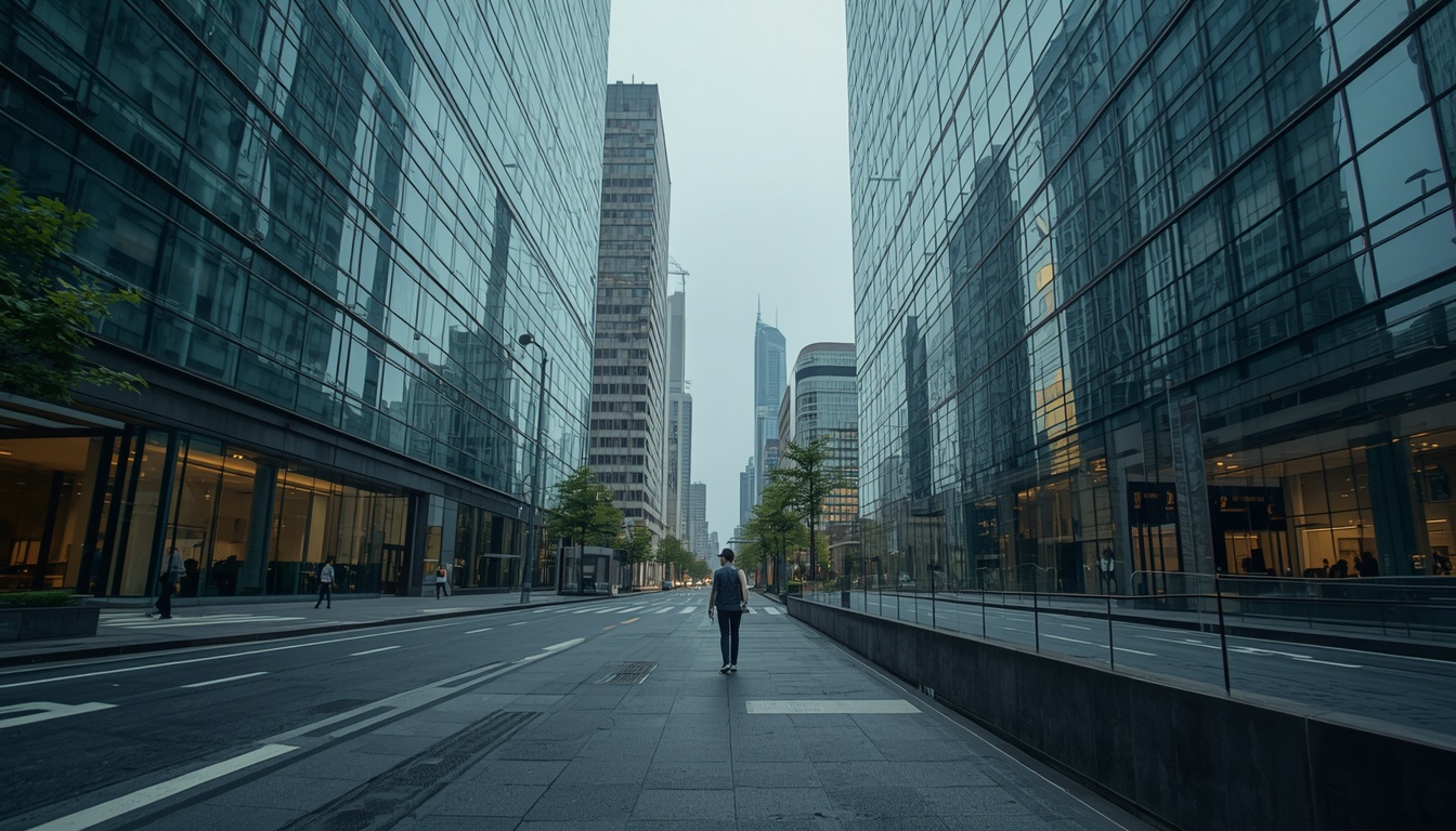 Urban athlete resetting shoulders beside glass architecture